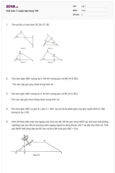 Giải toán 7 Luyện tập trang 109