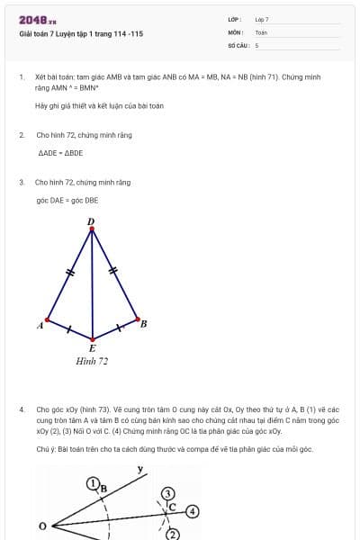 Giải toán 7 Luyện tập 1 trang 114 -115