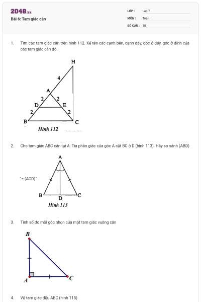 Bài 6: Tam giác cân