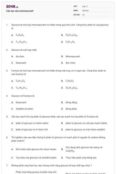 Cấu tạo của monosaccarit