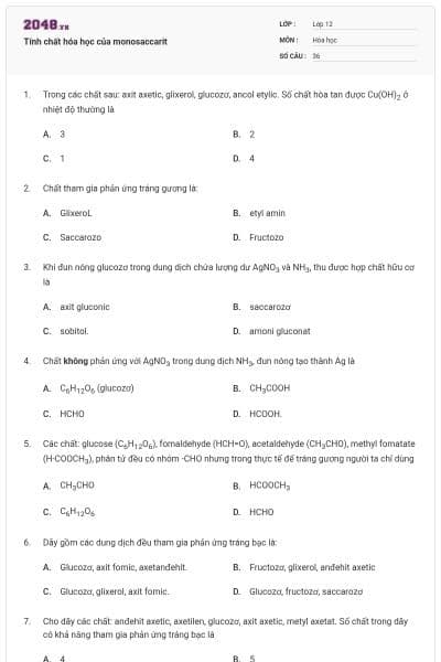 Tính chất hóa học của monosaccarit