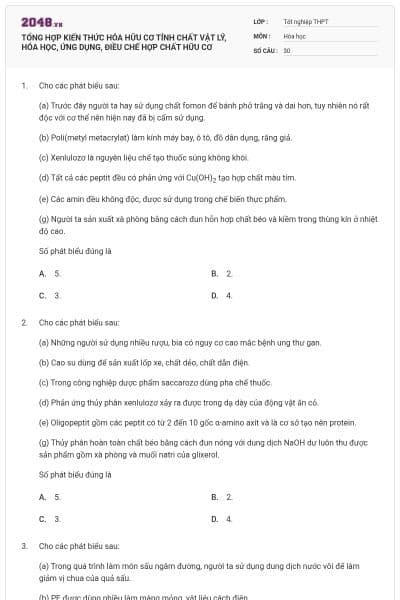 TỔNG HỢP KIẾN THỨC HÓA HỮU CƠ TÍNH CHẤT VẬT LÝ, HÓA HỌC, ỨNG DỤNG, ĐIỀU CHẾ HỢP CHẤT HỮU CƠ