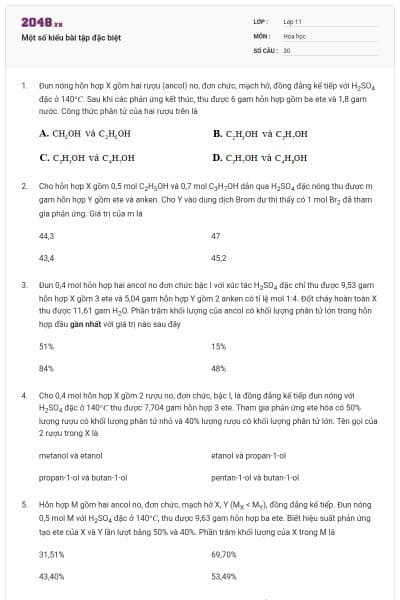 Một số kiểu bài tập đặc biệt