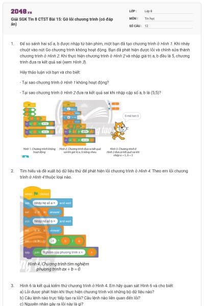 Giải SGK Tin 8 CTST Bài 15: Gỡ lỗi chương trình (có đáp án)