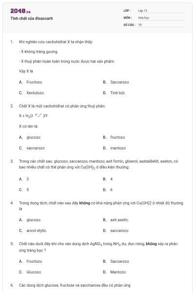 Tính chất của đisaccarit