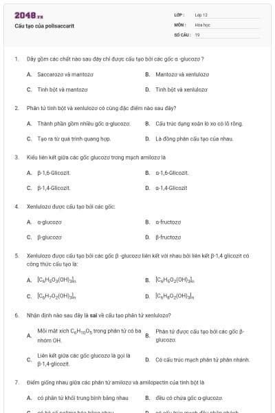 Cấu tạo của polisaccarit