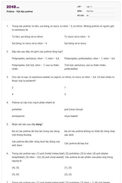 Polime - Vật liệu polime