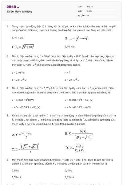 Bài 20: Mạch dao động
