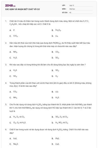 XÁC ĐỊNH VÀ NHẬN BIẾT CHẤT VÔ CƠ