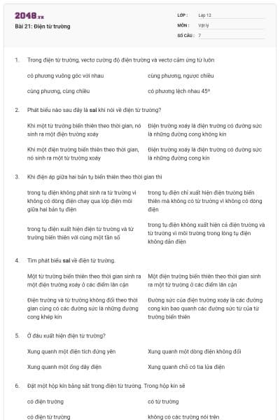 Bài 21: Điện từ trường