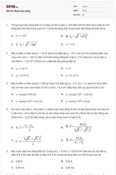 Bài 20: Mạch dao động