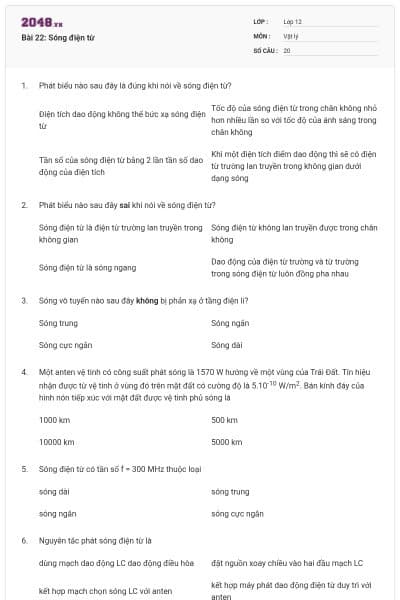 Bài 22: Sóng điện từ