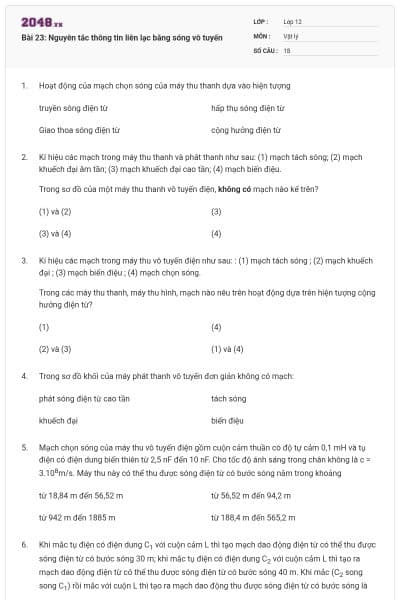 Bài 23: Nguyên tắc thông tin liên lạc bằng sóng vô tuyến