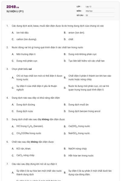 SỰ ĐIỆN LI (P1)