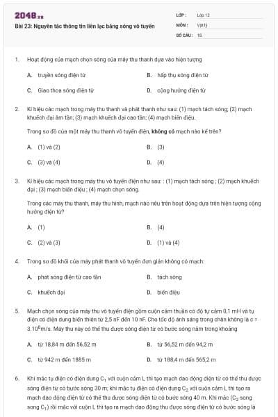 Bài 23: Nguyên tắc thông tin liên lạc bằng sóng vô tuyến