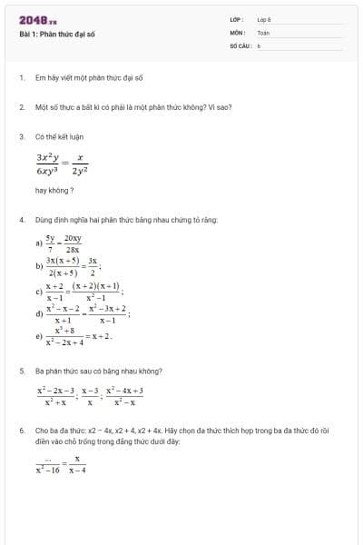 Bài 1: Phân thức đại số