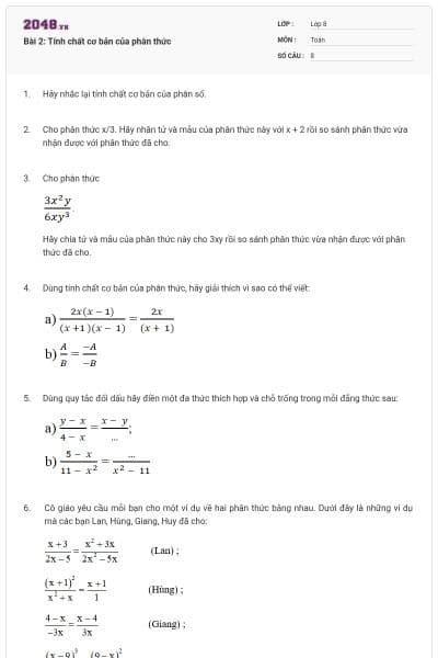 Bài 2: Tính chất cơ bản của phân thức
