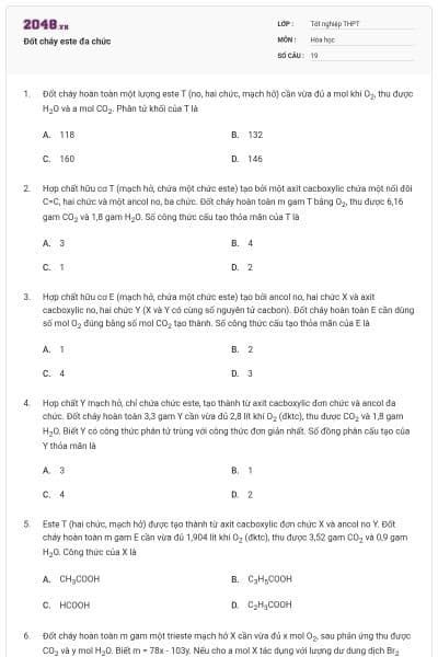 Đốt cháy este đa chức