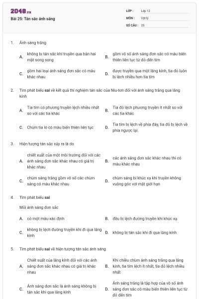 Bài 25: Tán sắc ánh sáng