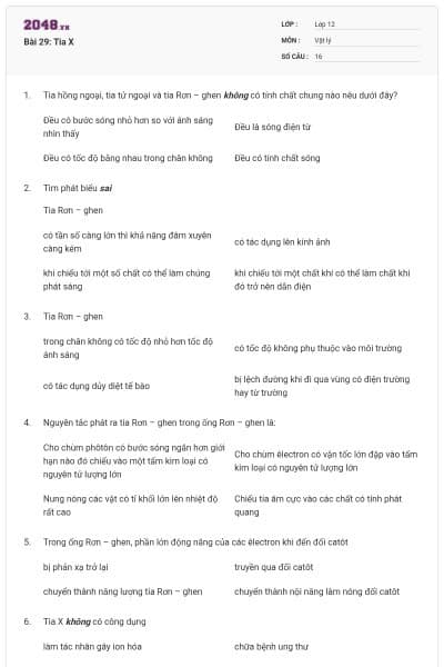 Bài 29: Tia X