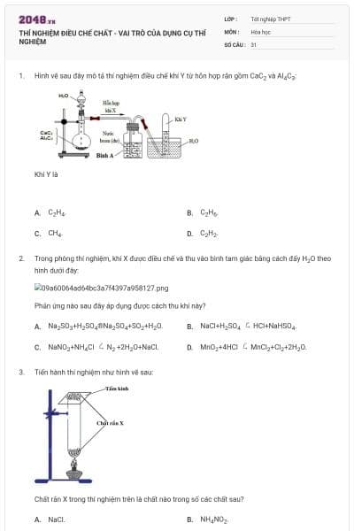 THÍ NGHIỆM ĐIỀU CHẾ CHẤT - VAI TRÒ CỦA DỤNG CỤ THÍ NGHIỆM