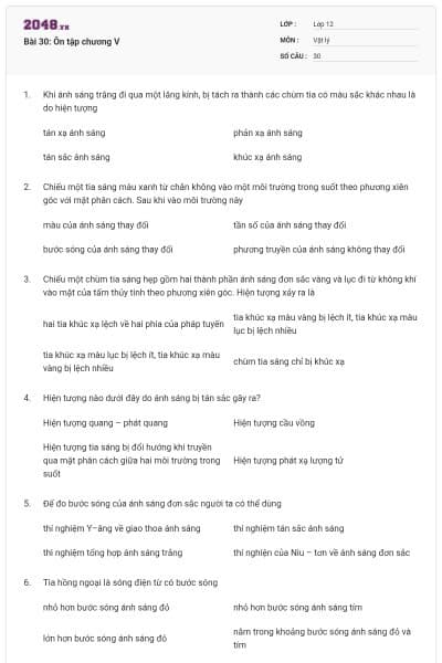 Bài 30: Ôn tập chương V