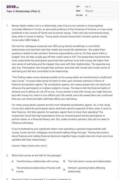 Topic 3: Relationships (Phần 2)