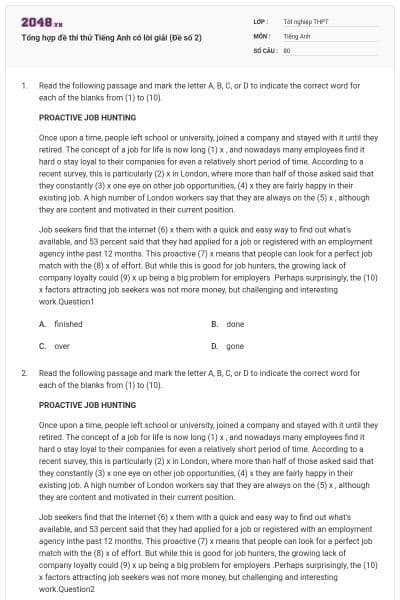 Tổng hợp đề thi thử Tiếng Anh có lời giải (Đề số 2)