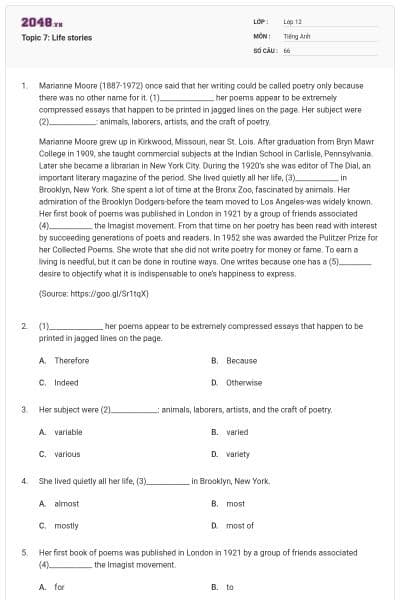 Topic 7: Life stories