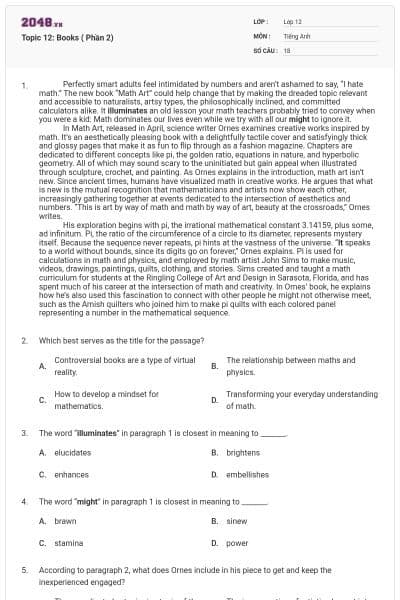 Topic 12: Books ( Phần 2)