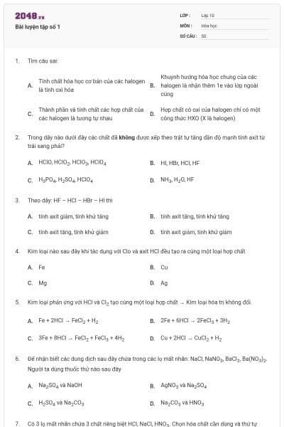 Bài luyện tập số 1