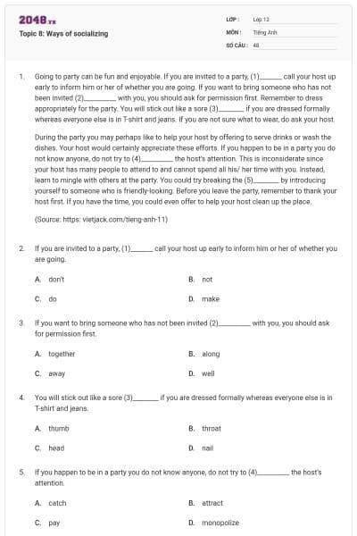 Topic 8: Ways of socializing
