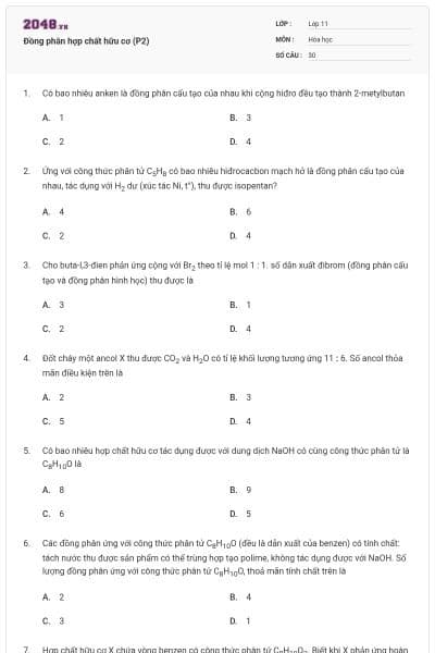 Đồng phân hợp chất hữu cơ (P2)