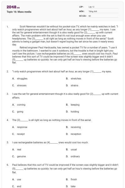 Topic 16: Mass media