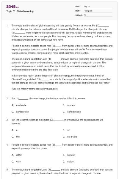 Topic 31: Global warming