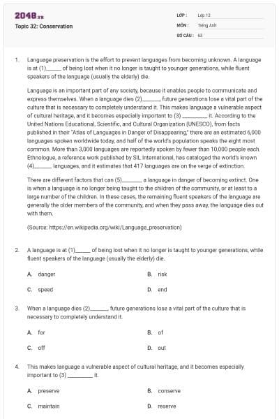 Topic 32: Conservation