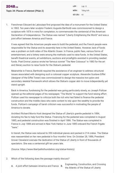 Topic 34: Places of interest (Phần 2)