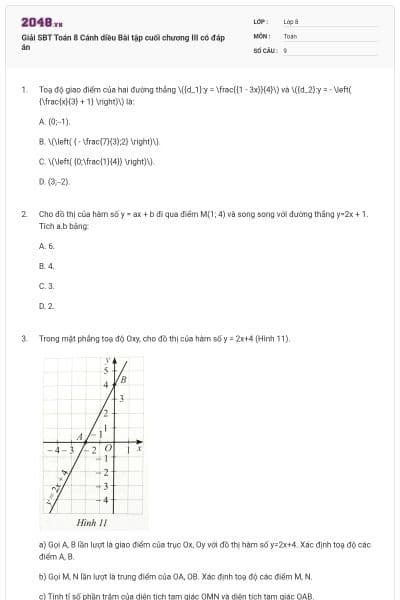 Giải SBT Toán 8 Cánh diều Bài tập cuối chương III có đáp án