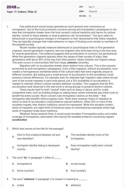 Topic 17: Culture ( Phần 3)