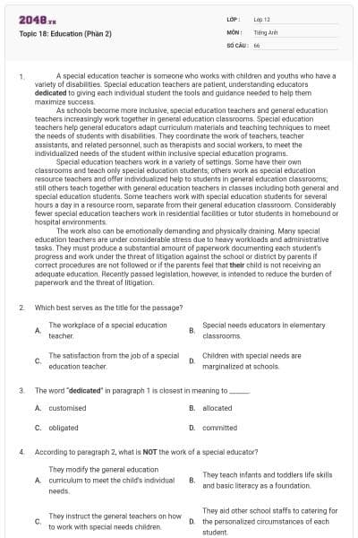 Topic 18: Education (Phần 2)