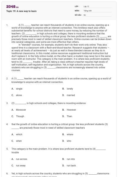 Topic 19: A new way to learn