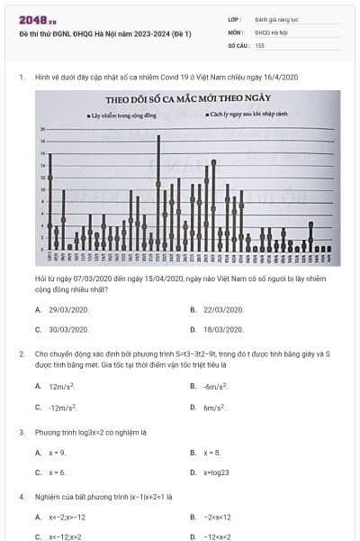 Đề thi thử ĐGNL ĐHQG Hà Nội năm 2023-2024 (Đề 1)