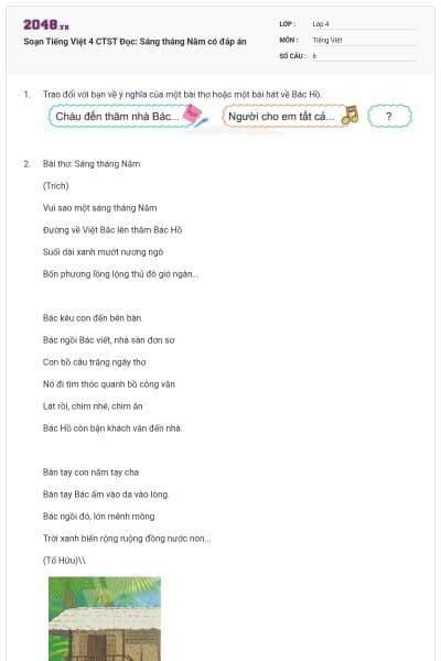 Soạn Tiếng Việt 4 CTST Đọc: Sáng tháng Năm có đáp án