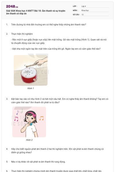 Giải SGK Khoa học 4 KNTT Bài 10: Âm thanh và sự truyền âm thanh có đáp án