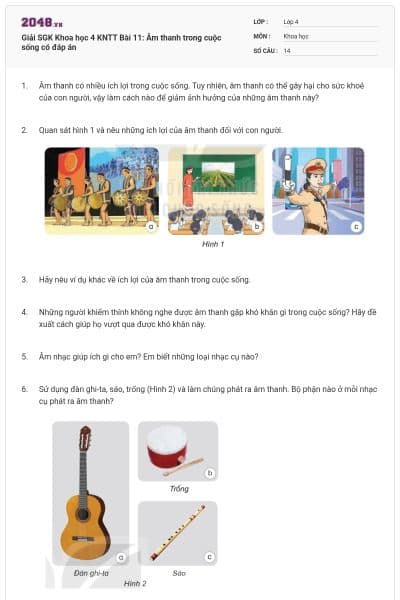 Giải SGK Khoa học 4 KNTT Bài 11: Âm thanh trong cuộc sống có đáp án