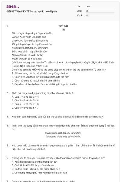 Giải SBT Văn 8 KNTT Ôn tập học kì I có đáp án