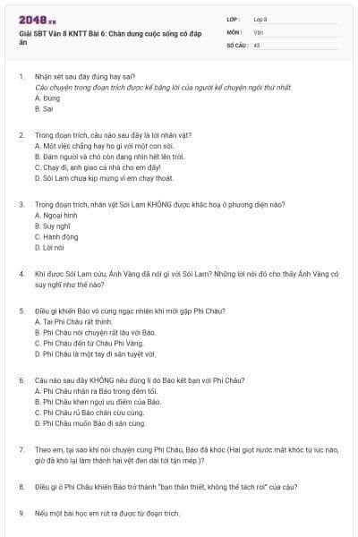 Giải SBT Văn 8 KNTT Bài 6: Chân dung cuộc sống có đáp án