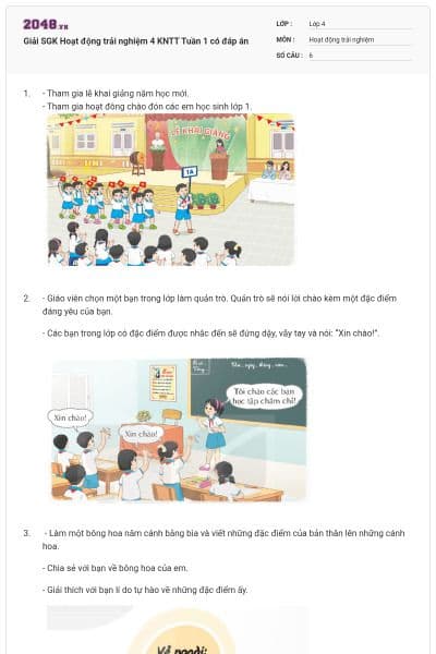 Giải SGK Hoạt động trải nghiệm 4 KNTT Tuần 1 có đáp án