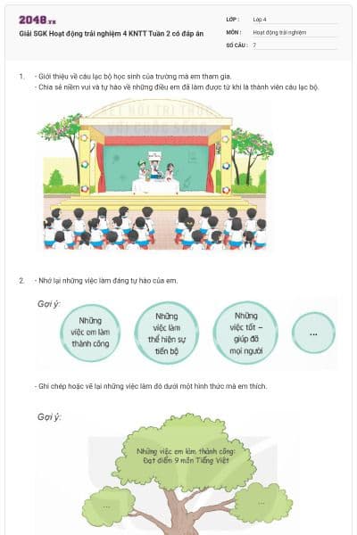 Giải SGK Hoạt động trải nghiệm 4 KNTT Tuần 2 có đáp án