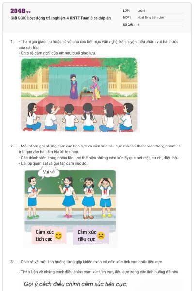 Giải SGK Hoạt động trải nghiệm 4 KNTT Tuần 3 có đáp án